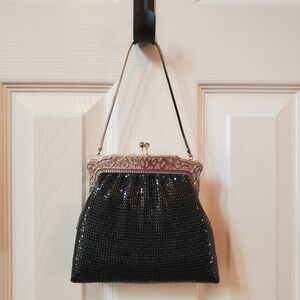 Chic Black Sequin Clutch with Silver Accents